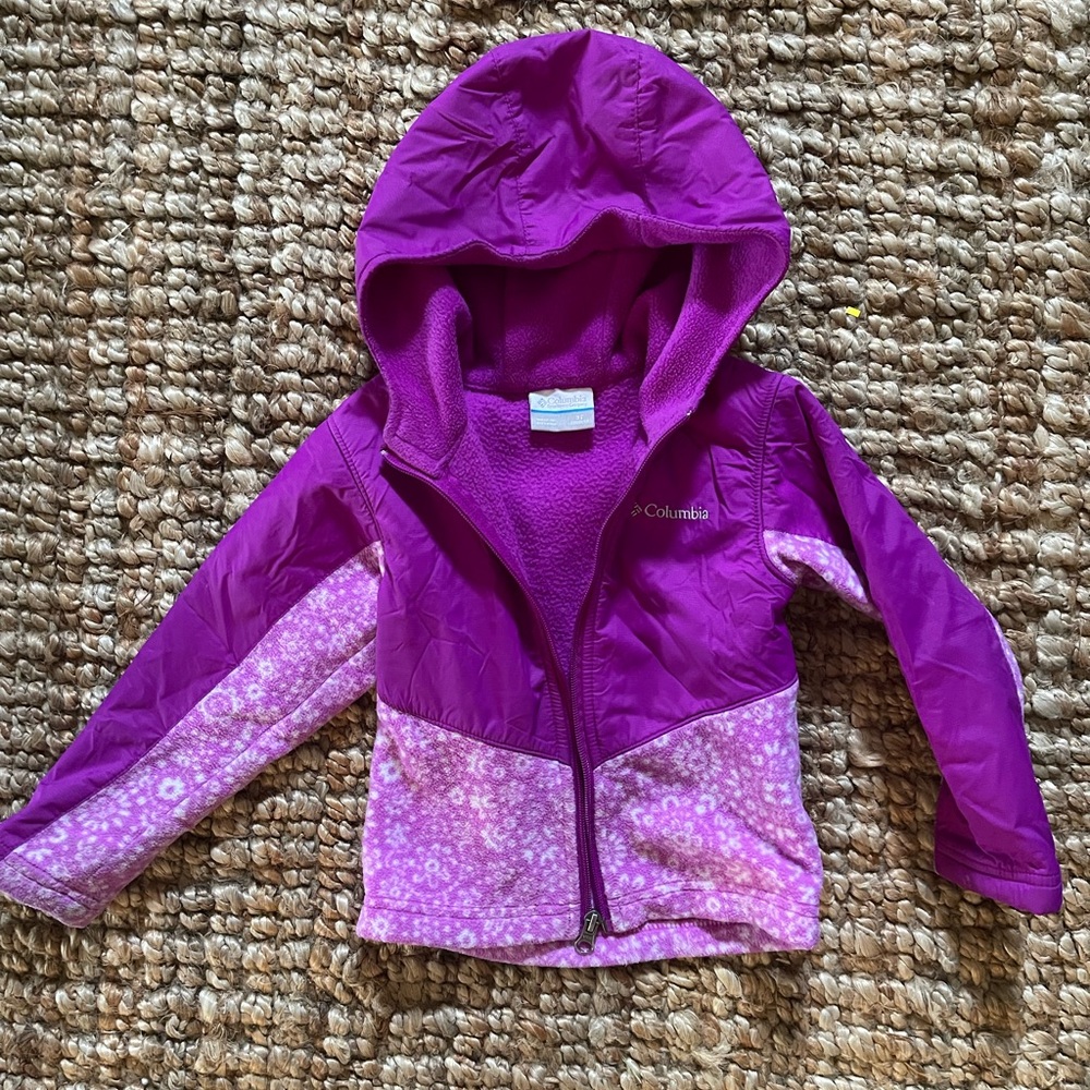 Columbia fleece hooded rain jacket
